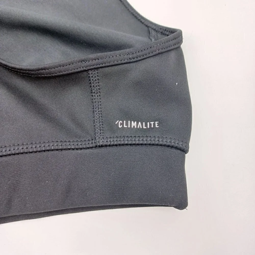 Adidas Graphic Logo Sports Bra Black Women's M Spellout Activewear Athlesiure